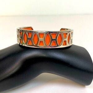 H Letter Bangle Bracelet Orange and Pink